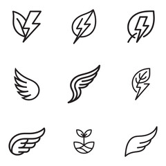 Abstract bird wing design with nature elements silhouette