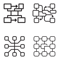 Large language model block diagram icon set outline silhouette