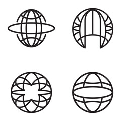 Collection of futuristic metaverse portal icons in a distinctive silhouette style