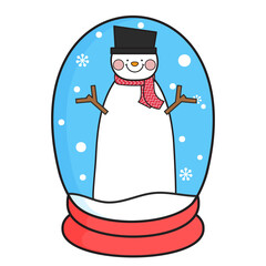 snowman in snow globe with counting buttons cartoon illustration.