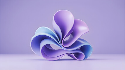 Dynamic purple and blue gradient abstract curves 3d illustration