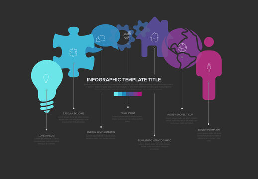 Modern Infographic Template with Abstract Icons on Dark Background