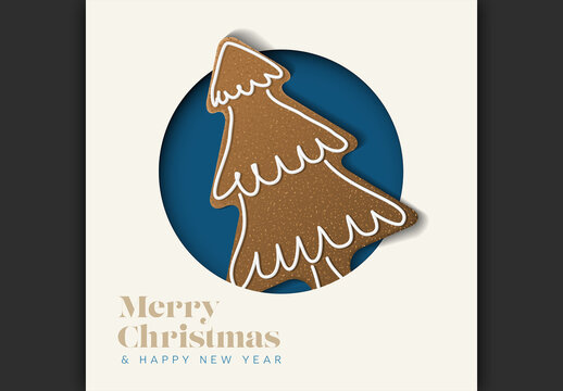 Gingerbread Christmas Tree Greeting Card with Festive Message