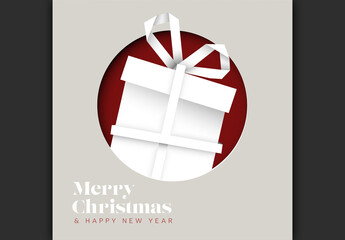 Merry Christmas & Happy New Year Gift Box Card Design