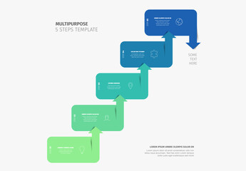 Multipurpose 5 Steps Infographic Template with Arrows and Icons