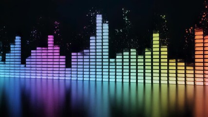 High frequency urban pulse abstract visualizes music energy pulsing against black background in stunning 4K UHD visuals capturing essence of modern city life, technology innovation.