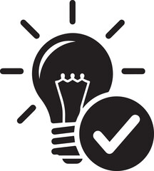 Obraz premium Light Bulb with Check Mark Symbolizing Ideas and Validation.