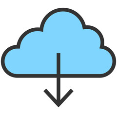 blue cloud download icon