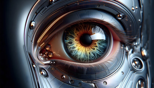 close up of robot eye