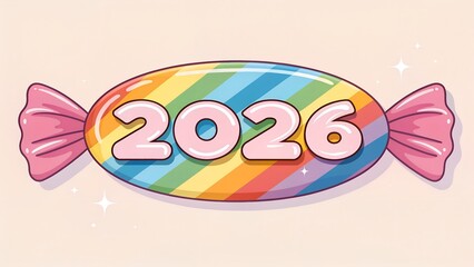 Rainbow candy with 2026 year on it for a sweet new year celebration