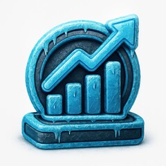 3D Icy Bar Chart Graph With Upward Arrow And Icicles
