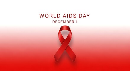 Bright red awareness ribbon prominently displayed on a clean gradient background, symbolizing unified global support for health awareness and advocacy efforts