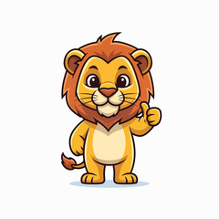 Cartoon Lion Cub Giving Thumbs Up, Cute Animal Character Illustration for Children