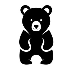 Fototapeta premium Friendly bear cub silhouette standing on two legs in minimalist flat vector design