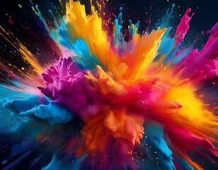vibrant color explosion in abstract art with splashes of powder