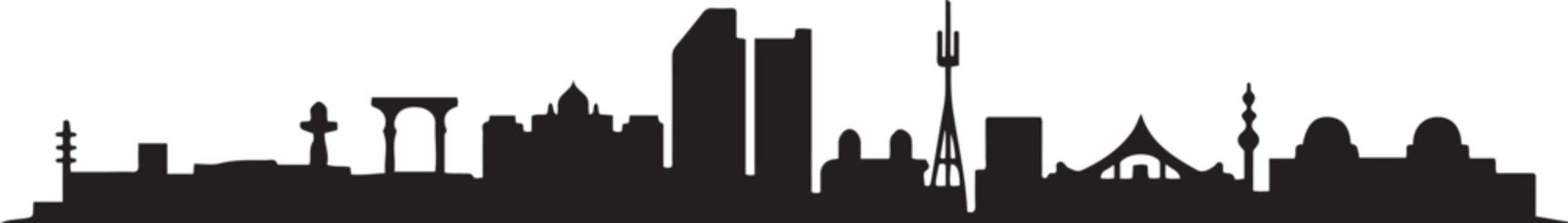 Raipur Skyline Line Art. Vector black silhouette