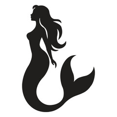 Elegant Mermaid Silhouette Fantasy Vector Art 