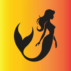 Elegant Mermaid Silhouette Fantasy Vector Art 