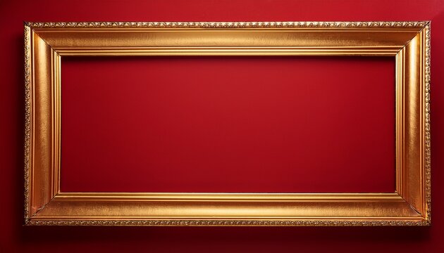 elegant golden frame on rich red background for museum day events and art exhibitions