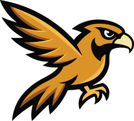 Powerful golden hawk mascot flying with fierce expression logo