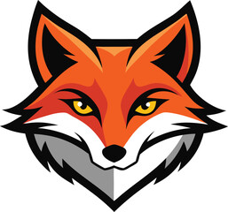 Stylized cunning fox head mascot logo with piercing eyes design
