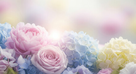 Dreamy pastel floral arrangement perfect for weddings, baby showers, or elegant invitations, evokes softness, romance, and gentle beauty for special occasions.