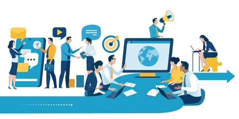 Team cooperation concept. Business vector illustration.
