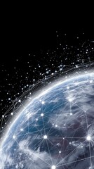 Networked earth with digital connections against starry sky