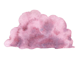 Watercolor illustration hand painted cloud sky weather decor pink purple isolated white background
