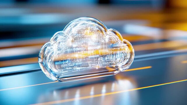 Cloud Computing Visualization: A shimmering cloud icon represents the intricate world of cloud computing, symbolizing data storage, processing, and connectivity in a modern, technology-driven world.