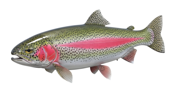 Freshwater rainbow trout with colorful scales and pink stripe