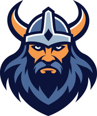 Fierce viking warrior head mascot logo design illustration concept