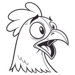 Cartoon Chicken Head With Wide Eyes And Open Mouth rooster bird