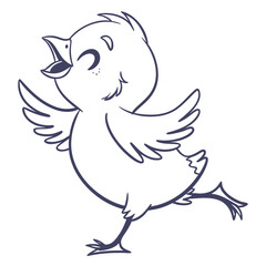 Cartoon Chick Singing and Dancing on White Background chicken bird