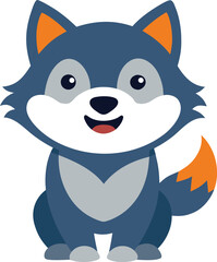 Cute happy cartoon wolf character vector illustration design © Orpita