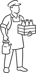 Milkman carrying bottles and kettle