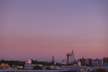 大分市街地を染める夕焼け空と広がる穏やかな夕景