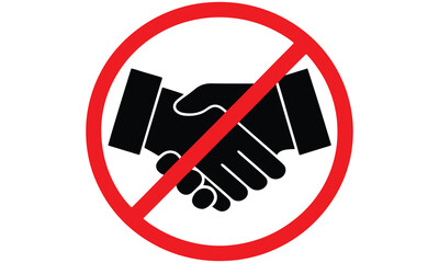 No Handshake Sign &ndash; Safety Symbol, Hygiene Awareness, and Social Distancing Icon