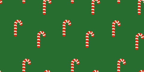 Festive Candy Cane Repeat on Green Background