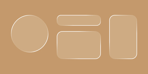 Liquid Glass Vector Elements Soft Rounded Shapes on Warm Tan Background