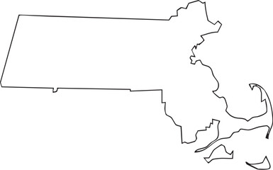 Massachusetts USA State Map Outline, Editable Vector EPS, Blank Printable Map
