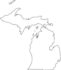 Michigan USA State Map Outline, Editable Vector EPS, Blank Printable Map
