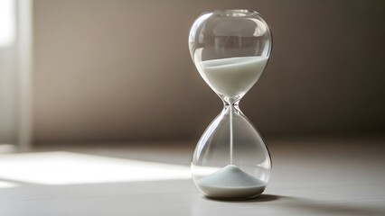Hourglass on table time concept and deadline visual representation