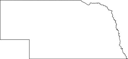 Nebraska USA State Map Outline, Editable Vector EPS, Blank Printable Map
