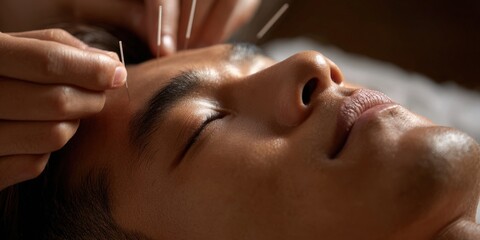 Man receiving acupuncture treatment for wellness and relaxation