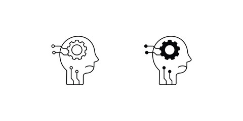 Machine Learning set icon with white background vector stock illustration