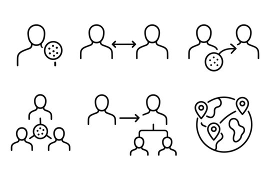 Linear icons of social network connections and global interaction