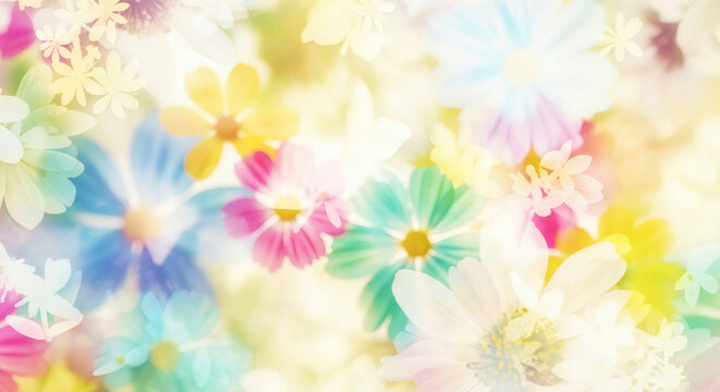 Dreamy pastel floral design with soft focus for spring promotions and vibrant creative projects, perfect for feminine branding and cheerful summer marketing