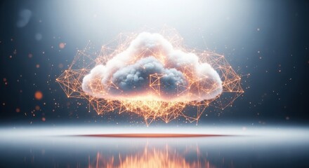 Cloud computing concept with global data network and digital connection infrastructure