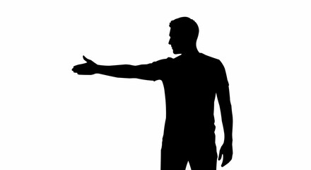 Silhouette of a man extending his hand for a handshake.